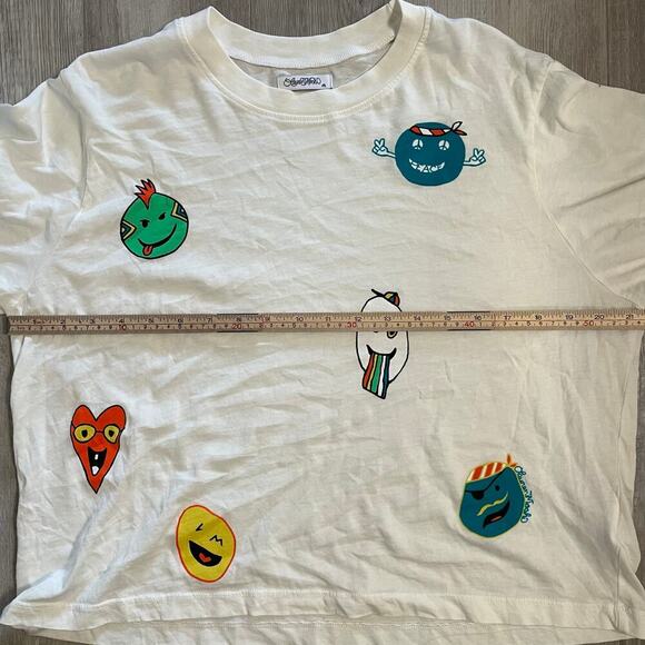 Lauren Moshi RUE COMIC EMOJIS cropped shirt size medium. - Picture 5 of 11